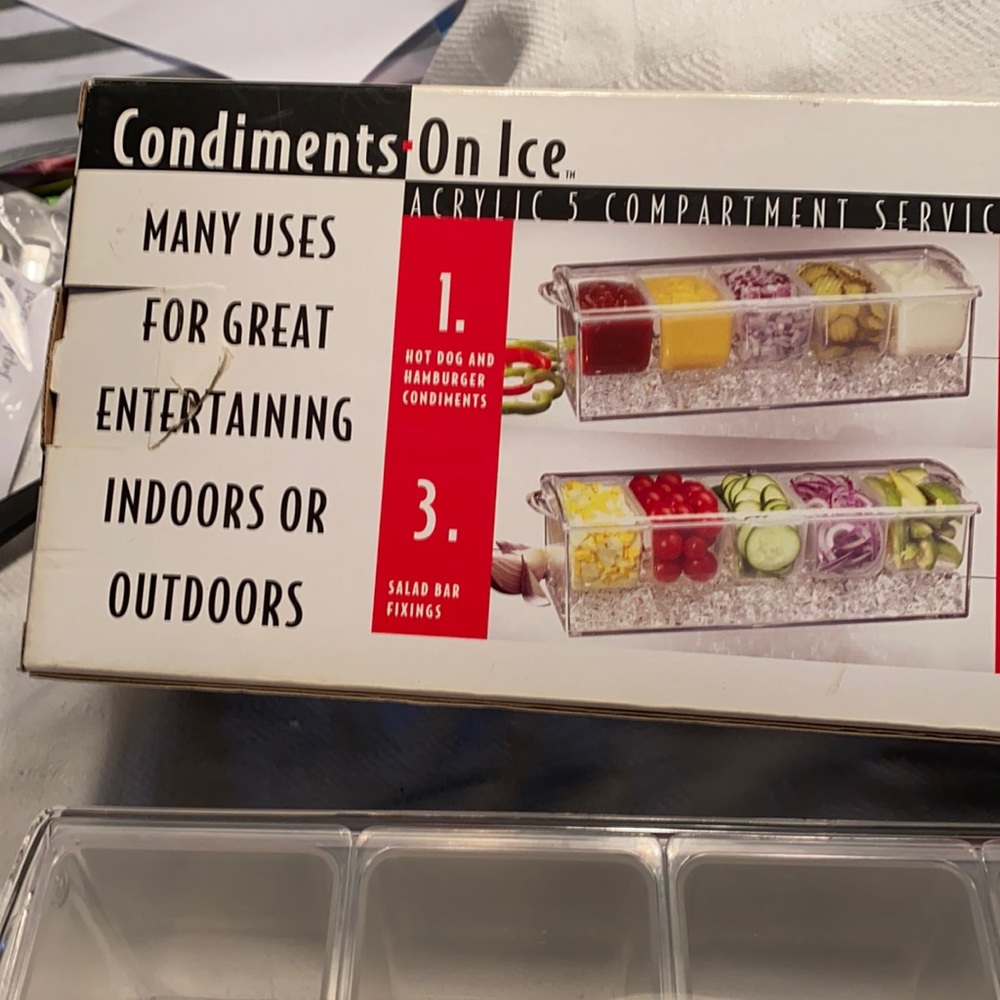 Acrylic 5 Compartment Service Bar with Ice